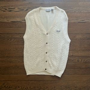 Izod Cream White Cable Knit Sweater Vest